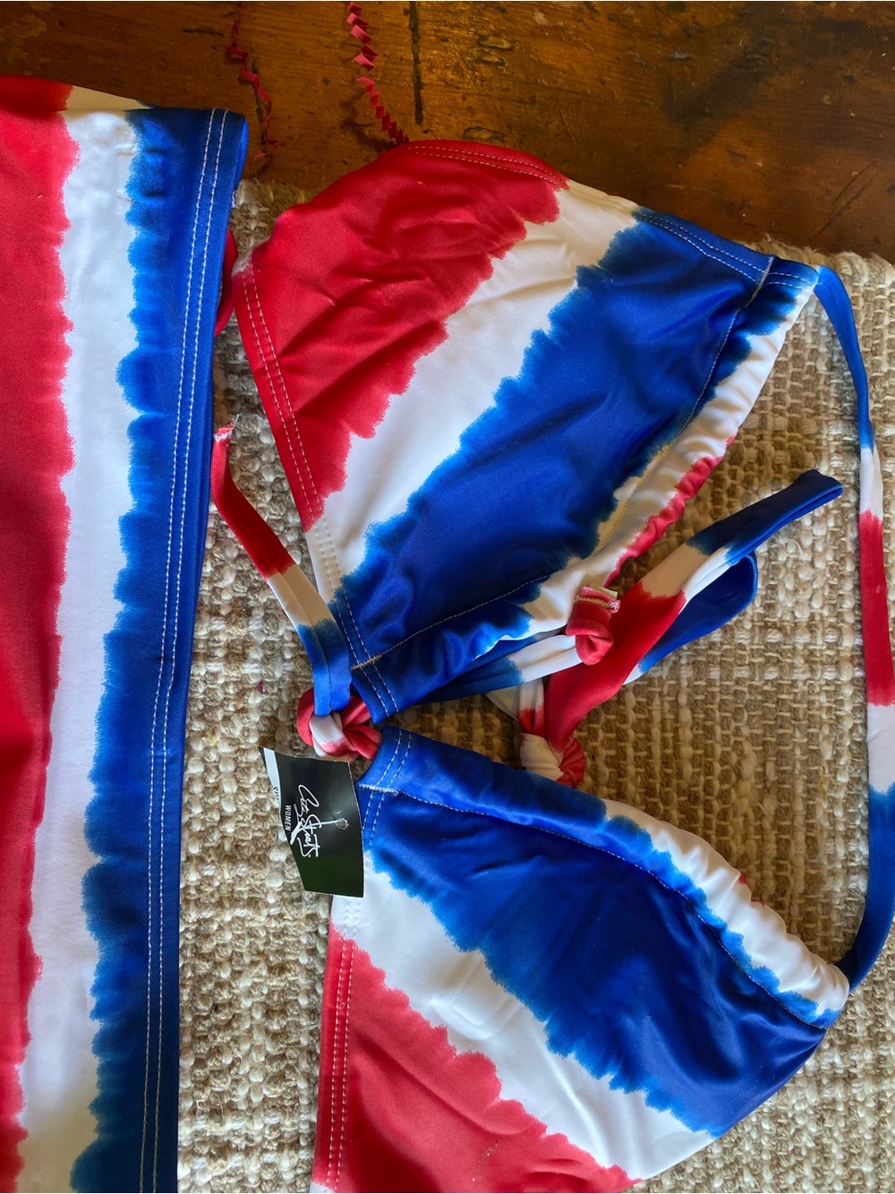 Red, White & Blue Tie-Dye Bikini Set - Picture 5 of 7